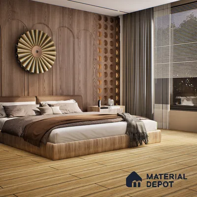 SPC Matte Finish Flooring Meriline Spanish Cedar SP 00075 | 48 x 7 inch (1220x180 mm) - 5 mm | Wear Layer 0.3 mm | R9 Slip Resistance | Unilin Uniclic Locking System | 10Y Residential & 5Y Commercial Warranty
