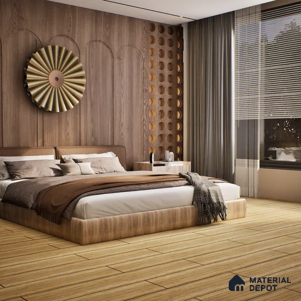 SPC Matte Finish Flooring Meriline Spanish Cedar SP 00075 | 48 x 7 inch (1220x180 mm) - 5 mm | Wear Layer 0.3 mm | R9 Slip Resistance | Unilin Uniclic Locking System | 10Y Residential & 5Y Commercial Warranty