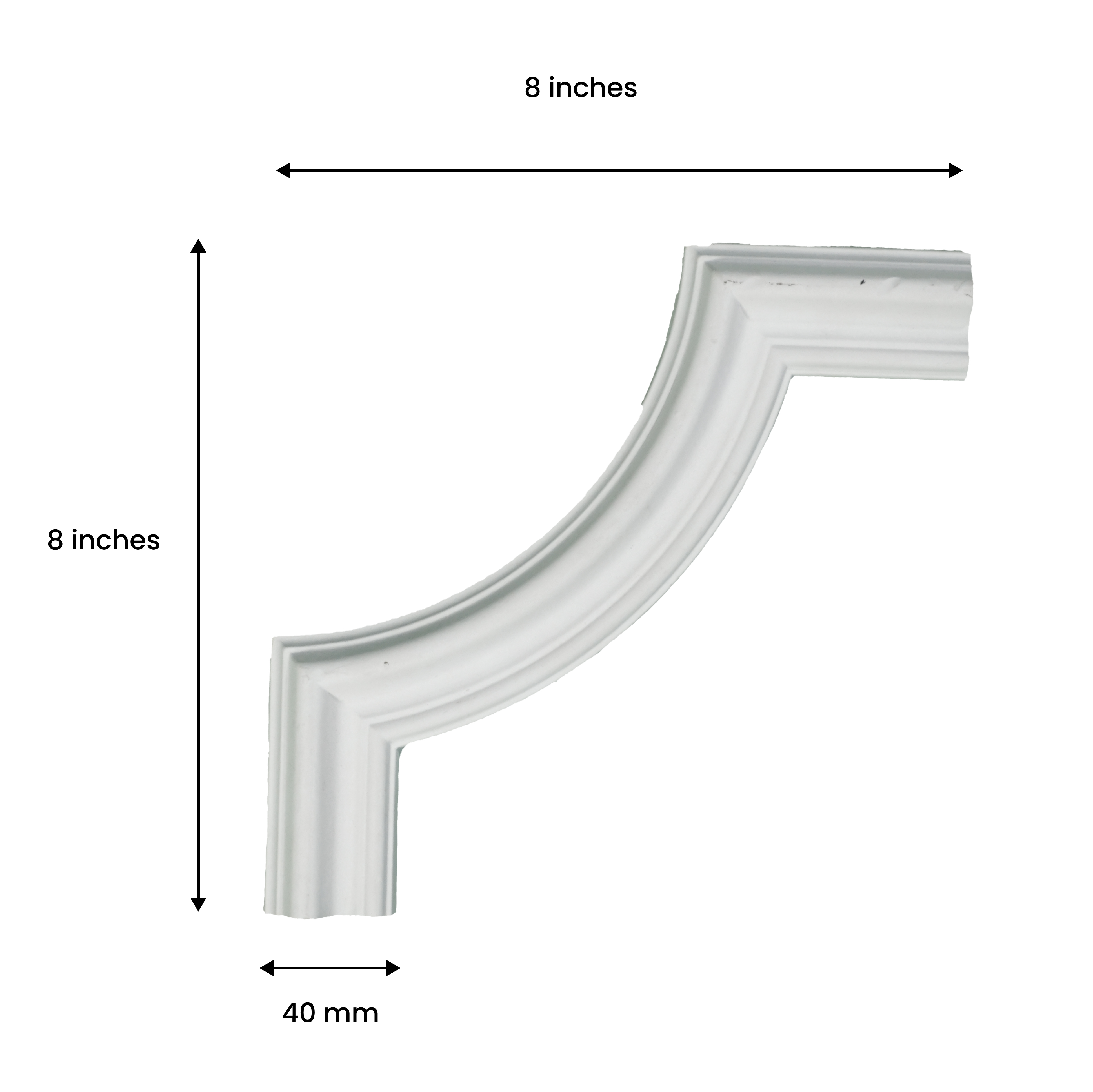 Ready To Install / DIY Finished PU Designer French Corner Wall Moulding Greenova PM 00286 | C/S 8 x 8 inch x 20 mm | Moulding width : 40mm | Adhesive Type Installation