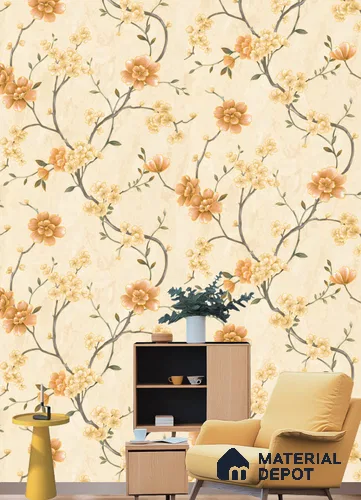 570601 | 9.5 Meter x 21 Inches Florals Look Wallpaper - 55 Sq. Ft.  | Minimum 15% wastage during installation