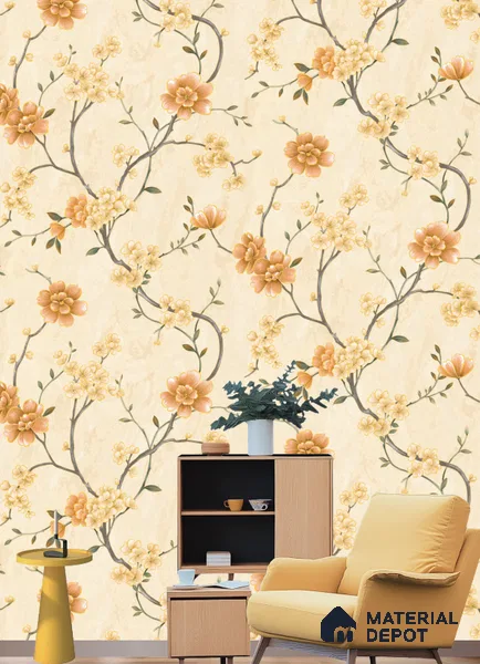 570601 | 9.5 Meter x 21 Inches Florals Look Wallpaper - 55 Sq. Ft. | Minimum 15% wastage during installation
