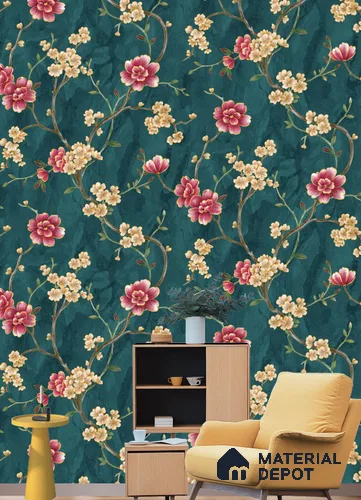 570607 | 9.5 Meter x 21 Inches Florals Look Wallpaper - 55 Sq. Ft.  | Minimum 15% wastage during installation