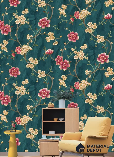 570607 | 9.5 Meter x 21 Inches Florals Look Wallpaper - 55 Sq. Ft. | Minimum 15% wastage during installation