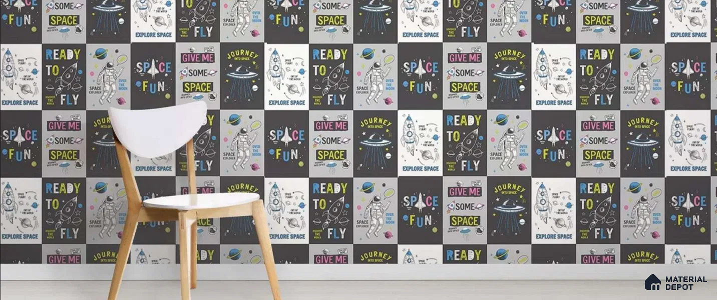 58138 | 10 Meter x 21 Inch PVC Patterned Look Wallpaper - 57 Sq. Ft. | Minimum 15% wastage during installation