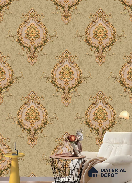 590705 | 9.5 Meter x 21 Inches Damask Look Wallpaper - 55 Sq. Ft. | Minimum 15% wastage during installation