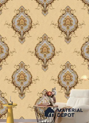 590706 | 9.5 Meter x 21 Inches Damask Look Wallpaper - 55 Sq. Ft.  | Minimum 15% wastage during installation