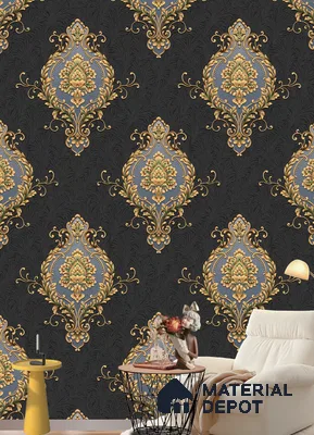 590707 | 9.5 Meter x 21 Inches Damask Look Wallpaper - 55 Sq. Ft.  | Minimum 15% wastage during installation