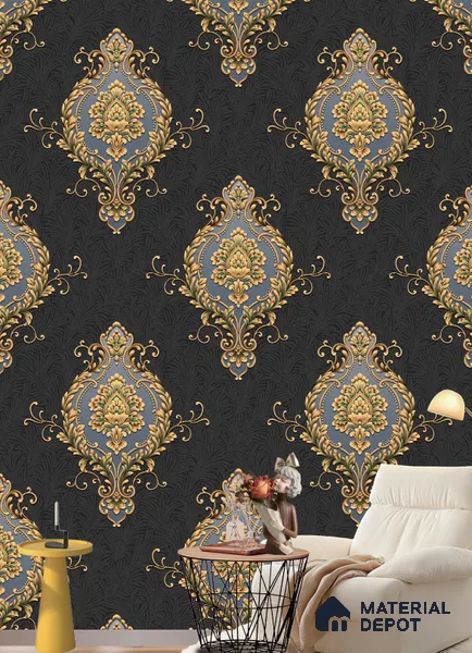 590707 | 9.5 Meter x 21 Inches Damask Look Wallpaper - 55 Sq. Ft. | Minimum 15% wastage during installation