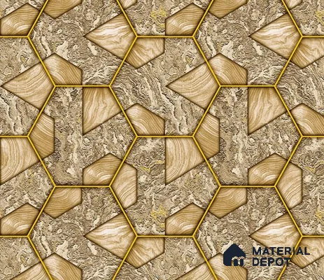 5D1401 | 9.5 Meter x 21 Inch PVC Geometric Look Wallpaper - 55 Sq. Ft. | Minimum 15% wastage during installation