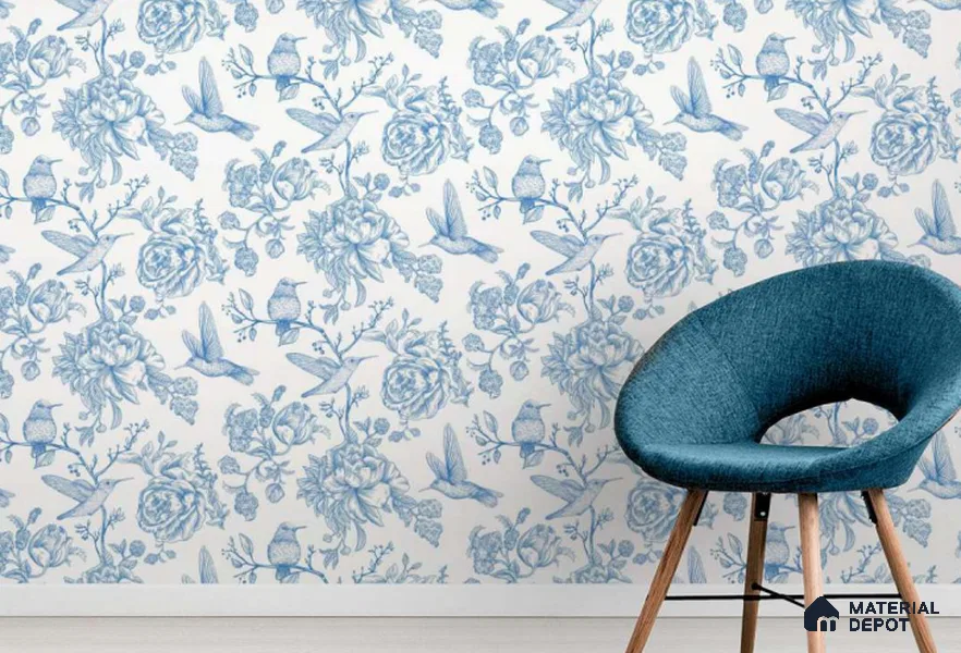 88109 | 10 Meter x 21 Inch PVC Florals Look Wallpaper - 57 Sq. Ft. | Minimum 15% wastage during installation