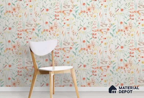 88111 | 10 Meter x 21 Inch PVC Florals Look Wallpaper - 57 Sq. Ft. | Minimum 15% wastage during installation