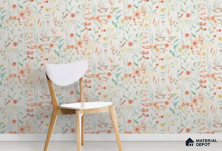 88111 | 10 Meter x 21 Inch PVC Florals Look Wallpaper - 57 Sq. Ft. | Minimum 15% wastage during installation