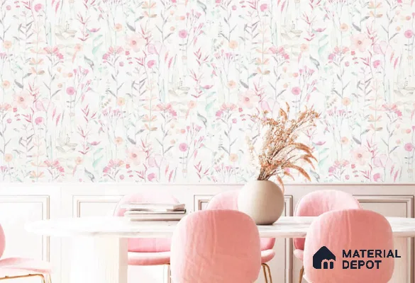 88112 | 10 Meter x 21 Inch PVC Florals Look Wallpaper - 57 Sq. Ft. | Minimum 15% wastage during installation