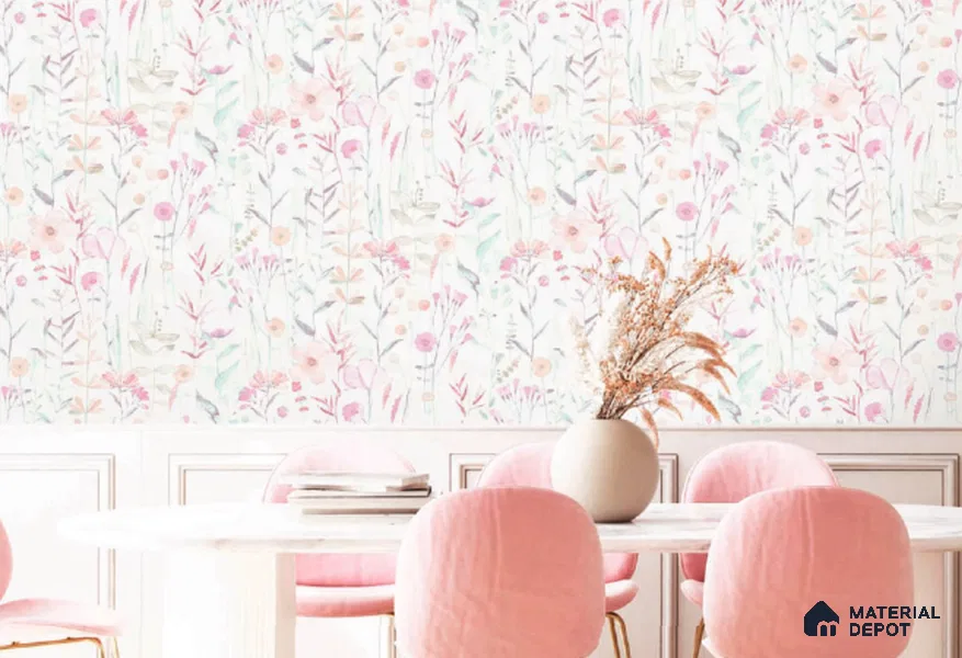 88112 | 10 Meter x 21 Inch PVC Florals Look Wallpaper - 57 Sq. Ft. | Minimum 15% wastage during installation