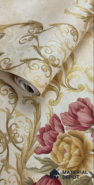 931901 | 10 Meter x 21 Inch PVC Damask Look Wallpaper - 57 Sq. Ft.
