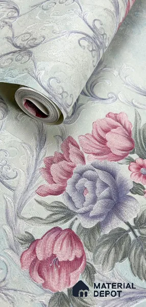 931911 | 10 Meter x 21 Inch PVC Damask Look Wallpaper - 57 Sq. Ft.