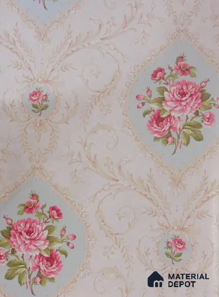 DE40801 | 10 Meter x 21 Inch PVC Florals Look Wallpaper - 57 Sq. Ft. | Minimum 15% wastage during installation