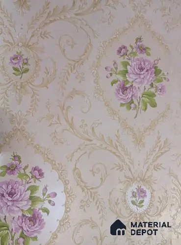 DE40803 | 10 Meter x 21 Inch PVC Florals Look Wallpaper - 57 Sq. Ft. | Minimum 15% wastage during installation