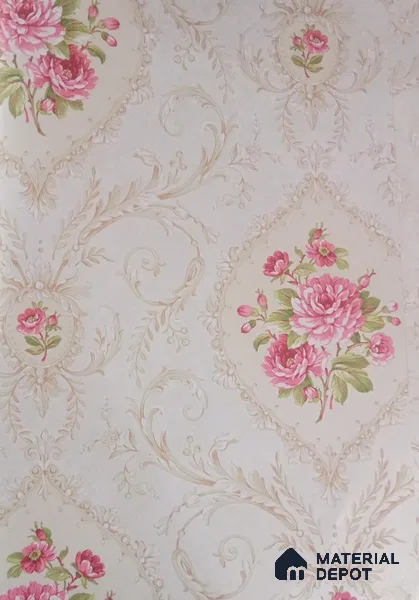 DE40804 | 10 Meter x 21 Inch PVC Florals Look Wallpaper - 57 Sq. Ft. | Minimum 15% wastage during installation