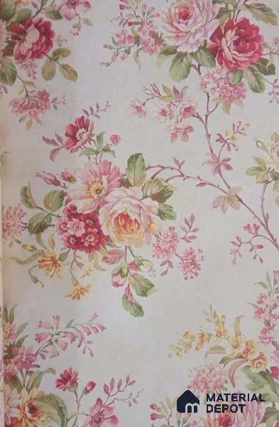 DE40832 | 10 Meter x 21 Inch PVC Florals Look Wallpaper - 57 Sq. Ft. | Minimum 15% wastage during installation