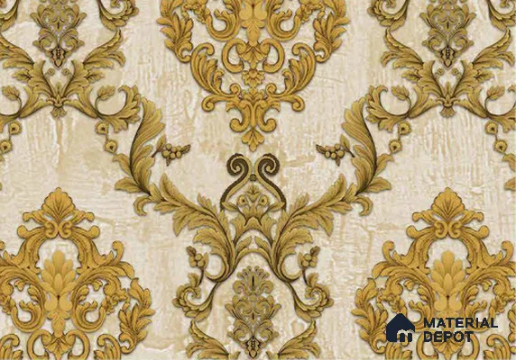 FE504-2 | 10 Meter x 21 Inch PVC Damask Look Wallpaper - 57 Sq. Ft. | Minimum 15% wastage during installation