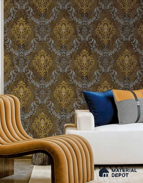FE504-6 | 10 Meter x 21 Inch PVC Damask Look Wallpaper - 57 Sq. Ft. | Minimum 15% wastage during installation