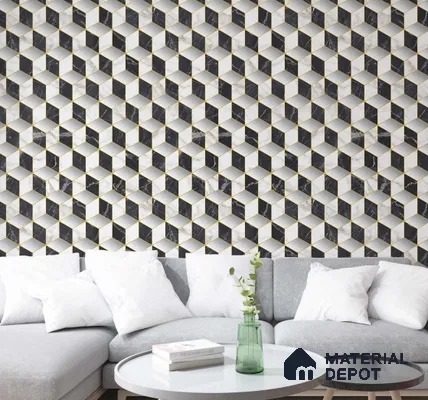 FE510-1 | 10 Meter x 21 Inch PVC Geometric Look Wallpaper - 57 Sq. Ft. | Minimum 15% wastage during installation