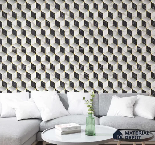 FE510-1 | 10 Meter x 21 Inch PVC Geometric Look Wallpaper - 57 Sq. Ft. | Minimum 15% wastage during installation