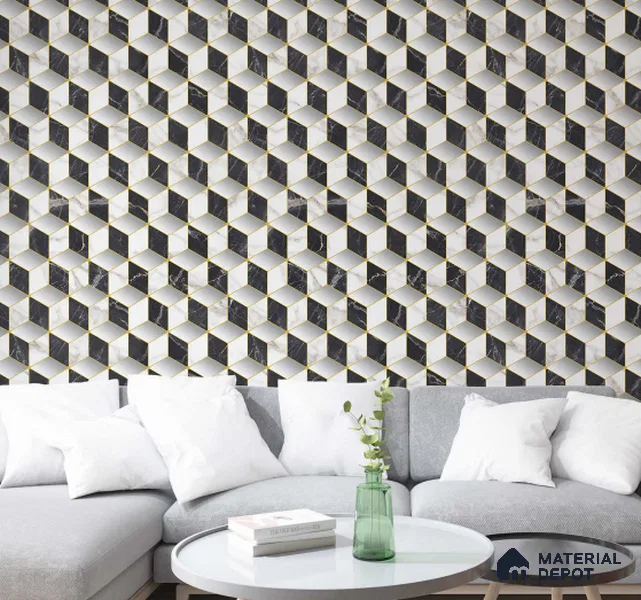 FE510-1 | 10 Meter x 21 Inch PVC Geometric Look Wallpaper - 57 Sq. Ft. | Minimum 15% wastage during installation