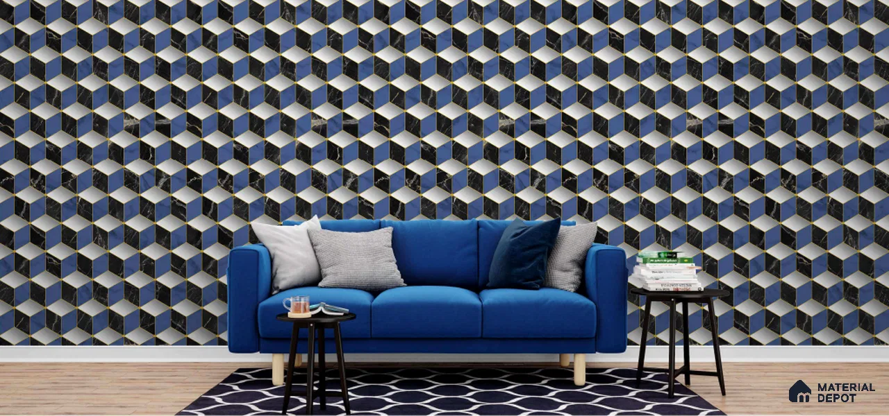 FE510-6 | 10 Meter x 21 Inch PVC Geometric Look Wallpaper - 57 Sq. Ft. | Minimum 15% wastage during installation