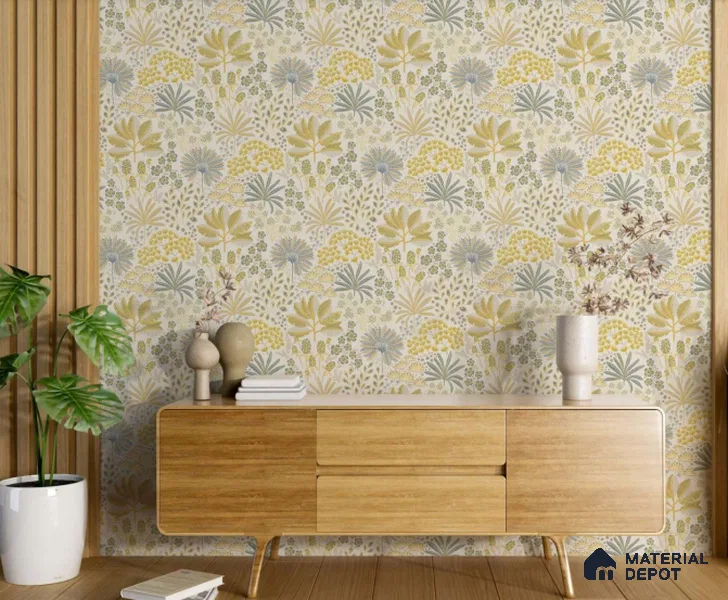FL-2342 | 10 Meter x 21 Inch Non Woven Florals Look Wallpaper - 57 Sq. Ft.