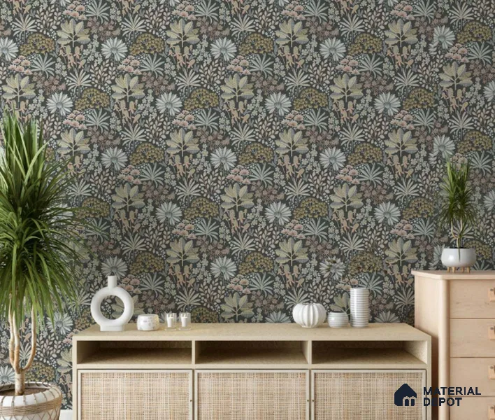 FL-2346 | 10 Meter x 21 Inch Non Woven Florals Look Wallpaper - 57 Sq. Ft.