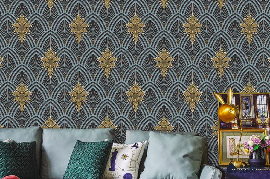 V-533 | 5 Meter x 42 Inch PVC Damask Look Wallpaper - 57 Sq. Ft.
