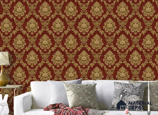 V-548 | 5 Meter x 42 Inch PVC Damask Look Wallpaper - 57 Sq. Ft.
