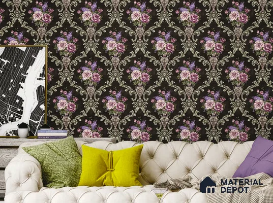 V-554 | 5 Meter x 42 Inch PVC Florals Look Wallpaper - 57 Sq. Ft.