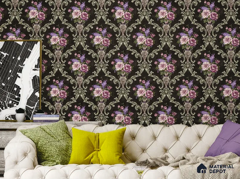 V-554 | 5 Meter x 42 Inch PVC Florals Look Wallpaper - 57 Sq. Ft.