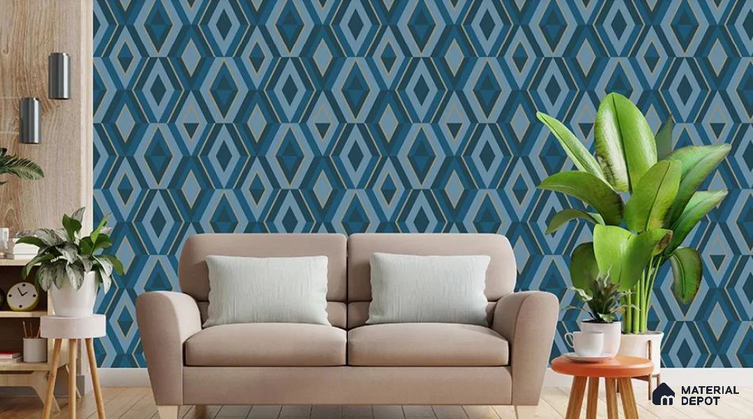 VECT-28 | 10 Meter x 21 Inch Non Woven Geometric Look Wallpaper - 57 Sq. Ft. | Minimum 15% wastage during installation