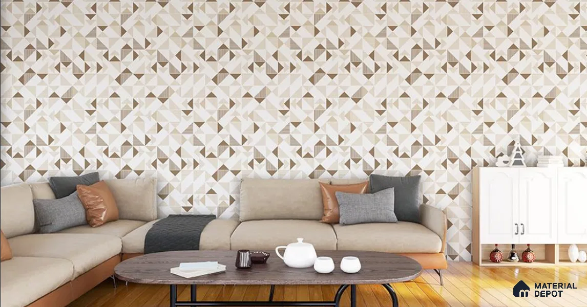VECT-37 | 10 Meter x 21 Inch Non Woven Geometric Look Wallpaper - 57 Sq. Ft. | Minimum 15% wastage during installation