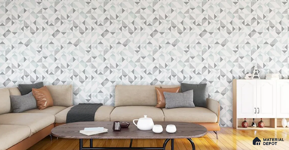 VECT-49 | 10 Meter x 21 Inch Non Woven Geometric Look Wallpaper - 57 Sq. Ft. | Minimum 15% wastage during installation