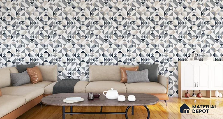 VECT-53 | 10 Meter x 21 Inch Non Woven Geometric Look Wallpaper - 57 Sq. Ft. | Minimum 15% wastage during installation