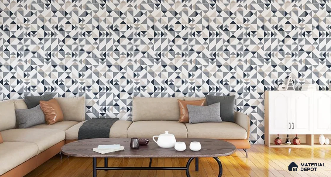 VECT-53 | 10 Meter x 21 Inch Non Woven Geometric Look Wallpaper - 57 Sq. Ft. | Minimum 15% wastage during installation