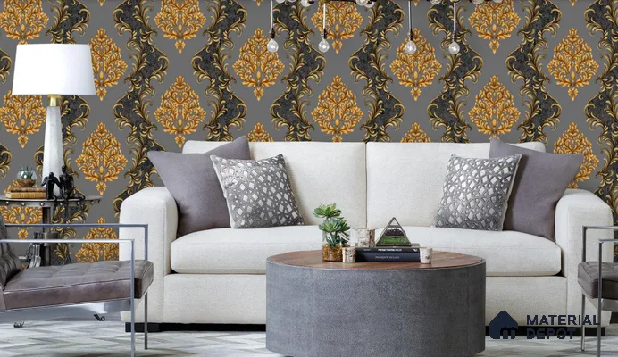 WT0802 | 10 Meter x 21 Inch PVC Damask Look Wallpaper - 57 Sq. Ft. | Minimum 15% wastage during installation
