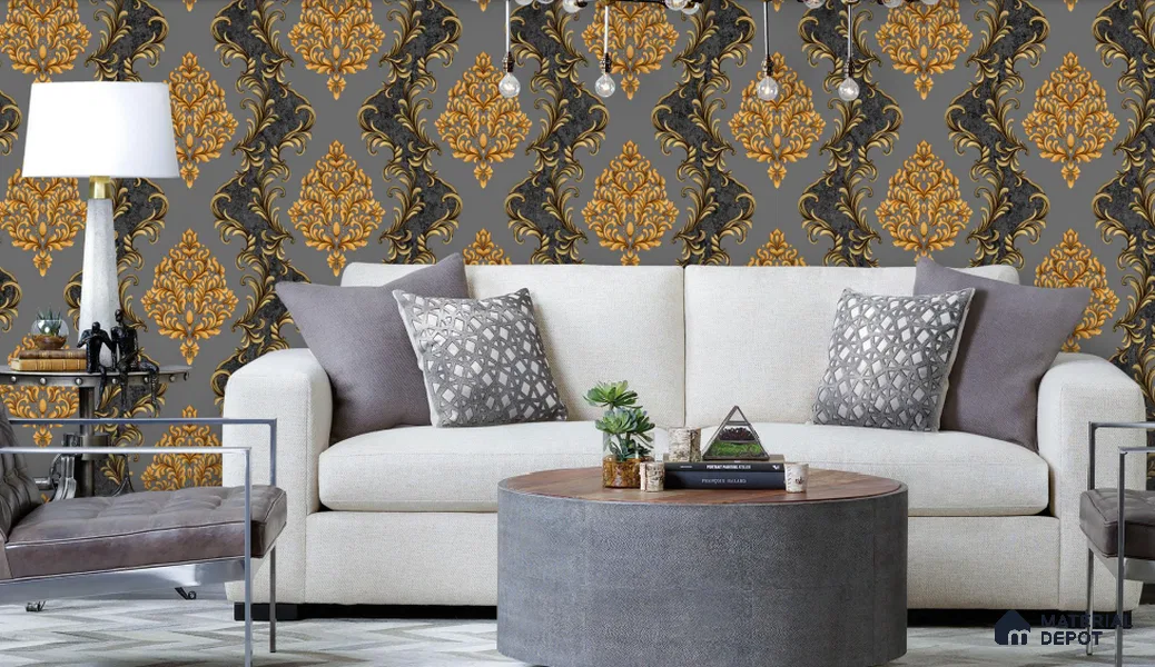 WT0802 | 10 Meter x 21 Inch PVC Damask Look Wallpaper - 57 Sq. Ft. | Minimum 15% wastage during installation