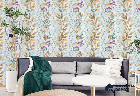 WT1005 | 10 Meter x 21 Inch PVC Florals Look Wallpaper - 57 Sq. Ft. | Minimum 15% wastage during installation