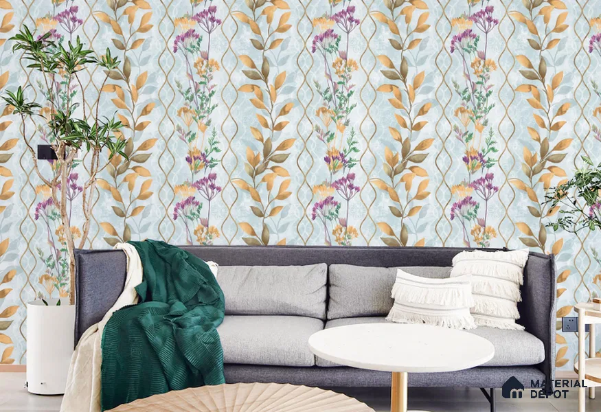 WT1005 | 10 Meter x 21 Inch PVC Florals Look Wallpaper - 57 Sq. Ft. | Minimum 15% wastage during installation