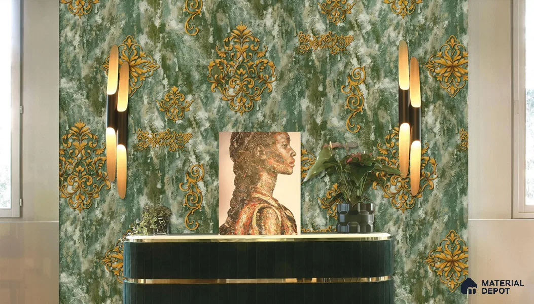 WT1403 | 10 Meter x 21 Inch PVC Damask Look Wallpaper - 57 Sq. Ft. | Minimum 15% wastage during installation
