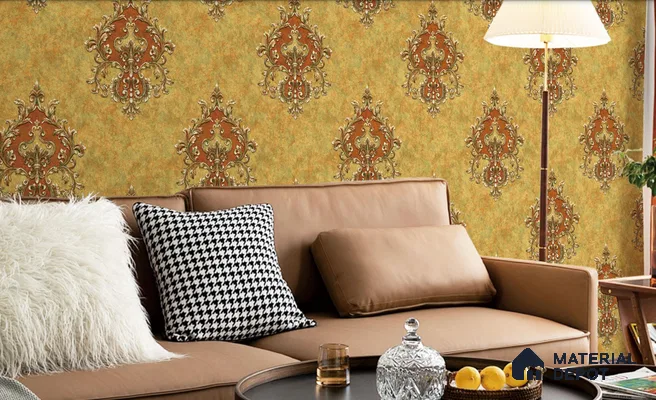 WT1703 | 10 Meter x 21 Inch PVC Damask Look Wallpaper - 57 Sq. Ft. | Minimum 15% wastage during installation