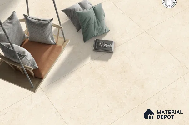 Large Format Marble Floor & Wall Tile TL 01469 Royal Crema Marfil 6 ft x 4 ft Glossy Finish Vitrified Tile - 9 mm | Suitable For Living Room, Bedroom, Office | Adhesive and Spacers Must be Used During Installation