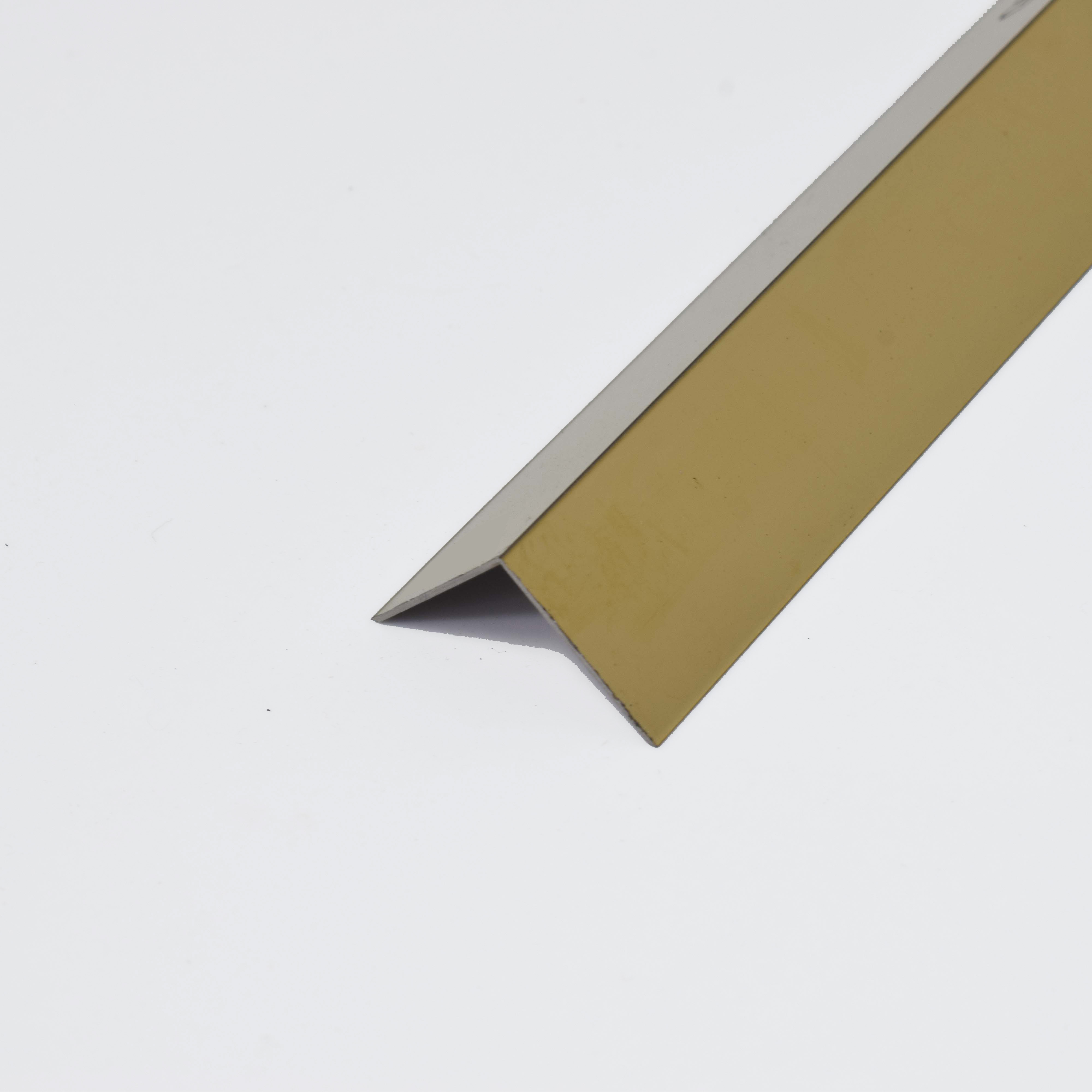 Stainless Steel L Profile Gold Mirror Glossy Finish Edgeline PM 00282 H | 10 ft (3 mtr) x 20 mm x 0.6 mm | Suitable for Corner Applications | Adhesive Type Installation | Suitable for Floor & Walls