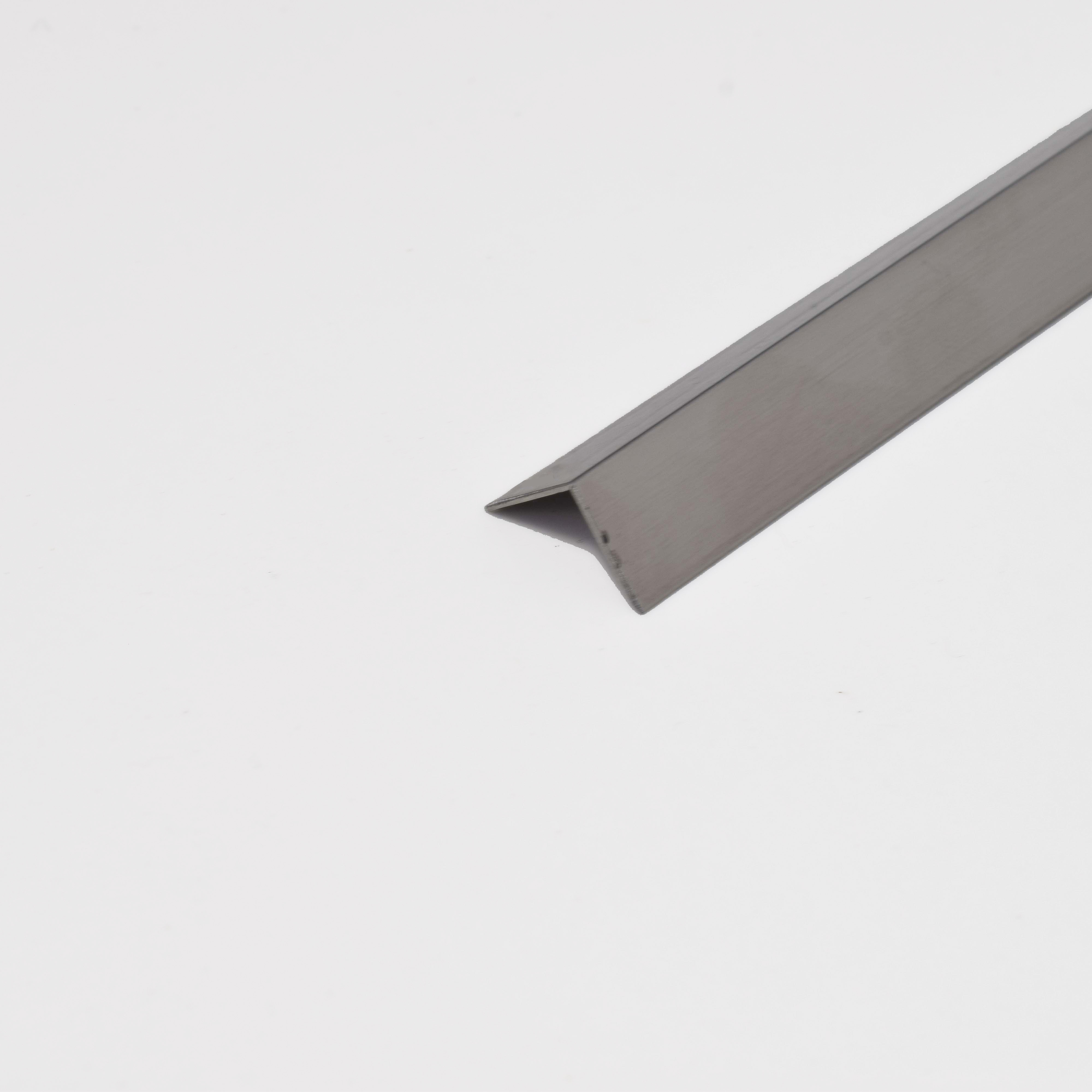 Stainless Steel L Profile Silver Hairline Matte Finish Edgeline PM 00282 V | 10 ft (3 mtr) x 12 mm x 0.6 mm | Suitable for Corner Applications | Adhesive Type Installation | Suitable for Floor & Walls